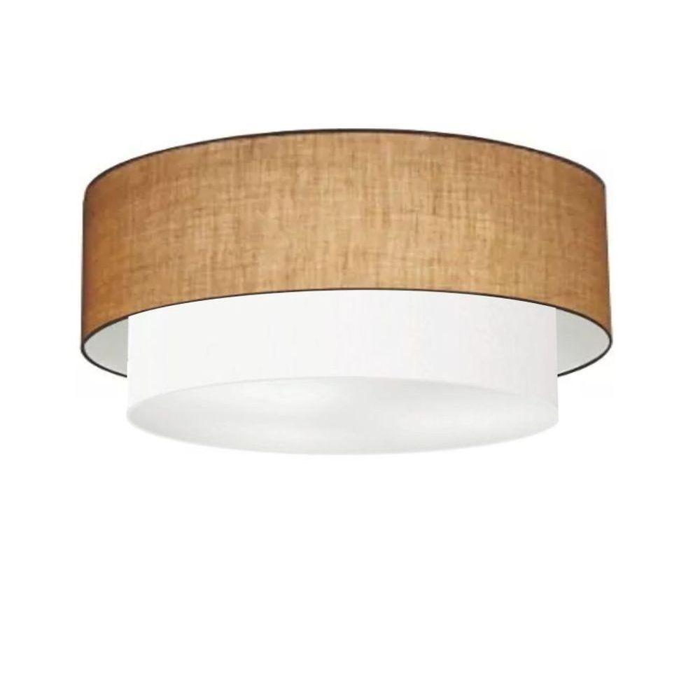 Plafon Duplo Cilíndrico Vivare Md-3021 Cúpula Em Tecido 80x60cm - Bivolt Palha-branco 127/220v - 1