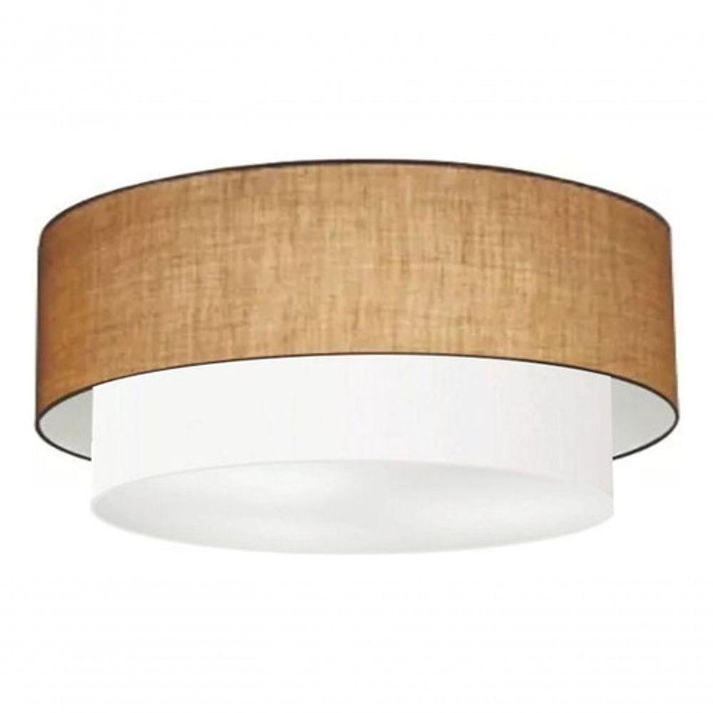 Plafon Duplo Cilíndrico Vivare Md-3021 Cúpula Em Tecido 80x60cm - Bivolt Palha-branco 127/220v - 3