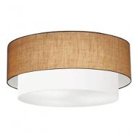 Plafon Duplo Cilíndrico Vivare Md-3021 Cúpula Em Tecido 80x60cm - Bivolt Palha-branco 127/220v - 3