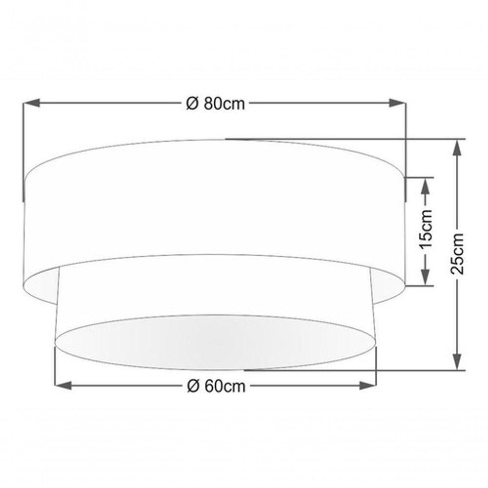 Plafon Duplo Cilíndrico Vivare Md-3021 Cúpula Em Tecido 80x60cm - Bivolt Rustico-cinza-branco 127/220v - 4