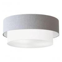 Plafon Duplo Cilíndrico Vivare Md-3021 Cúpula Em Tecido 80x60cm - Bivolt Rustico-cinza-branco 127/220v - 3