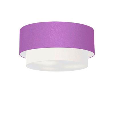 Plafon Duplo Cilíndrico Vivare Md-3017 Cúpula Tecido 50x40cm - Bivolt Lilás-branco 127/220v