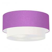Plafon Duplo Cilíndrico Vivare Md-3017 Cúpula Tecido 50x40cm - Bivolt Lilás-branco 127/220v - 3