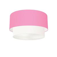 Plafon Duplo Cilíndrico Vivare Md-3045 Cúpula Tecido 40x35cm - Bivolt Rosa-bebê-branco 127/220v - 1