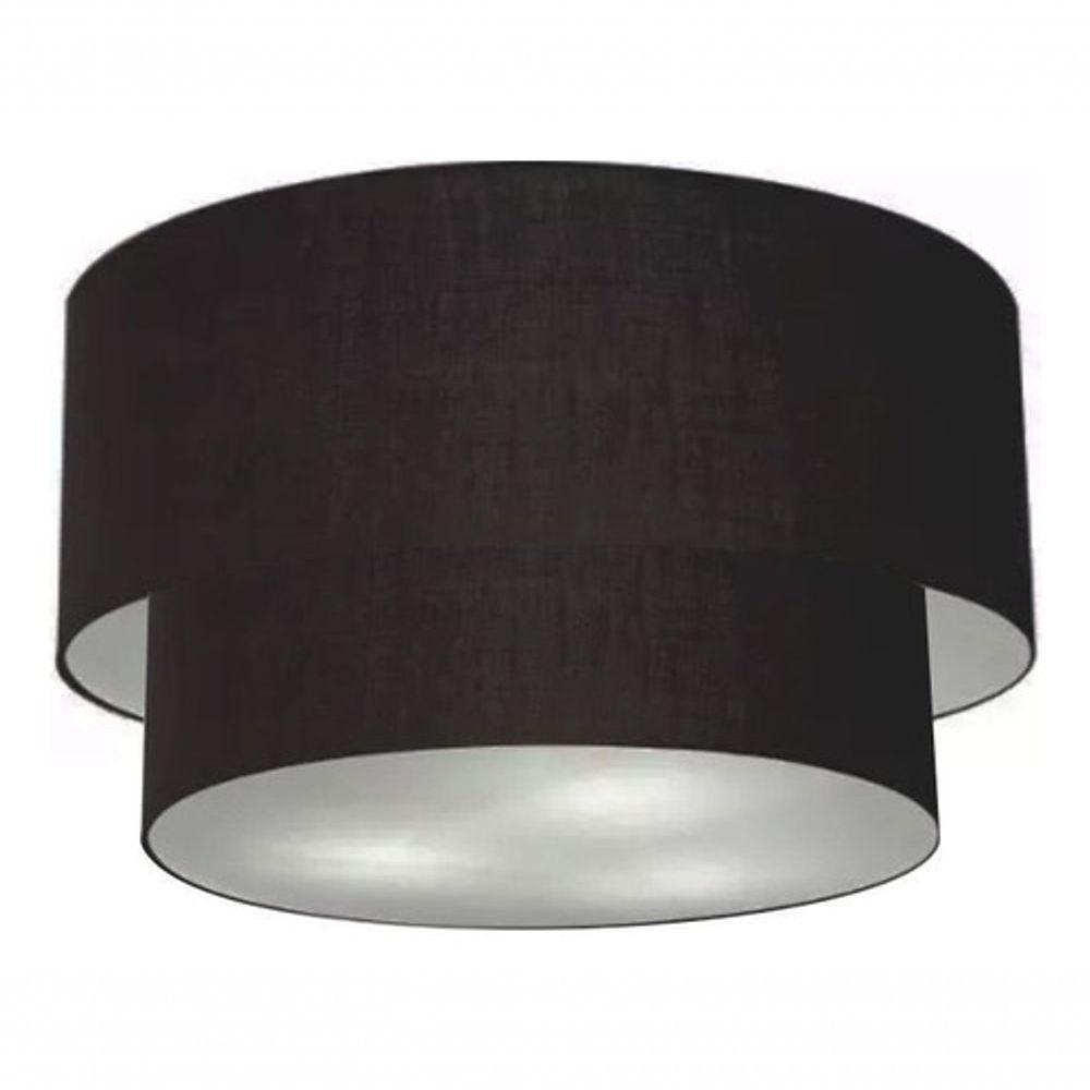 Plafon Duplo Cilíndrico Vivare Md-3045 Cúpula Em Tecido 40x35cm - Bivolt Preto 127/220v - 2