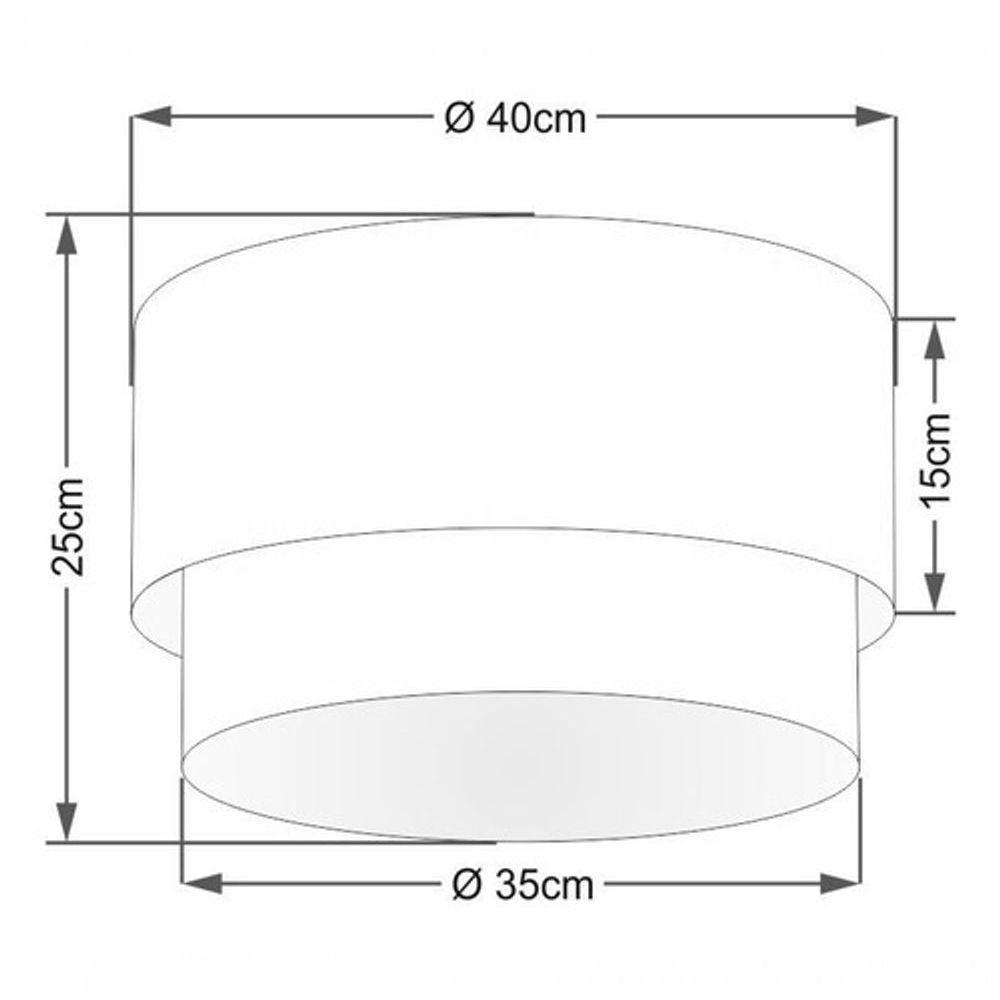 Plafon Duplo Cilíndrico Vivare Md-3045 Cúpula Em Tecido 40x35cm - Bivolt Preto 127/220v - 3