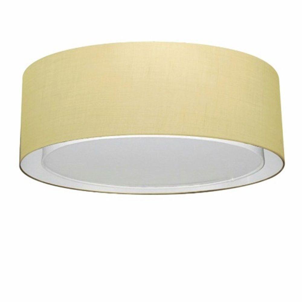 Plafon Cilíndrico Duplo Vivare Md-3038 Cúpula Em Tecido 80x30cm - Bivolt Algodão-crú 127/220v - 1