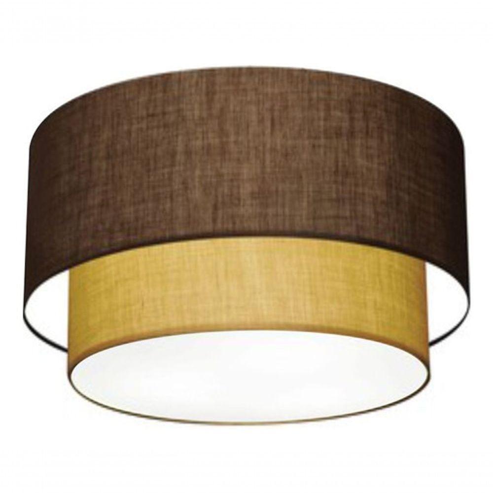 Plafon Duplo Cilíndrico Vivare Md-3045 Cúpula Em Tecido 40x35cm - Bivolt Café-palha 127/220v - 3
