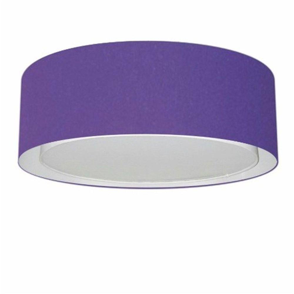 Plafon Cilíndrico Duplo Vivare Md-3037 Cúpula Em Tecido 60x25cm - Bivolt Roxo 127/220v - 3