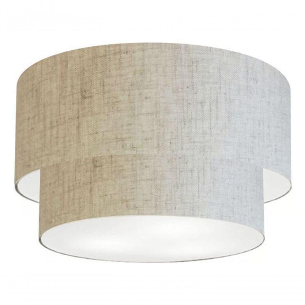 Plafon Duplo Cilíndrico Vivare Md-3045 Cúpula Em Tecido 40x35cm - Bivolt Rustico-bege 127/220v - 4