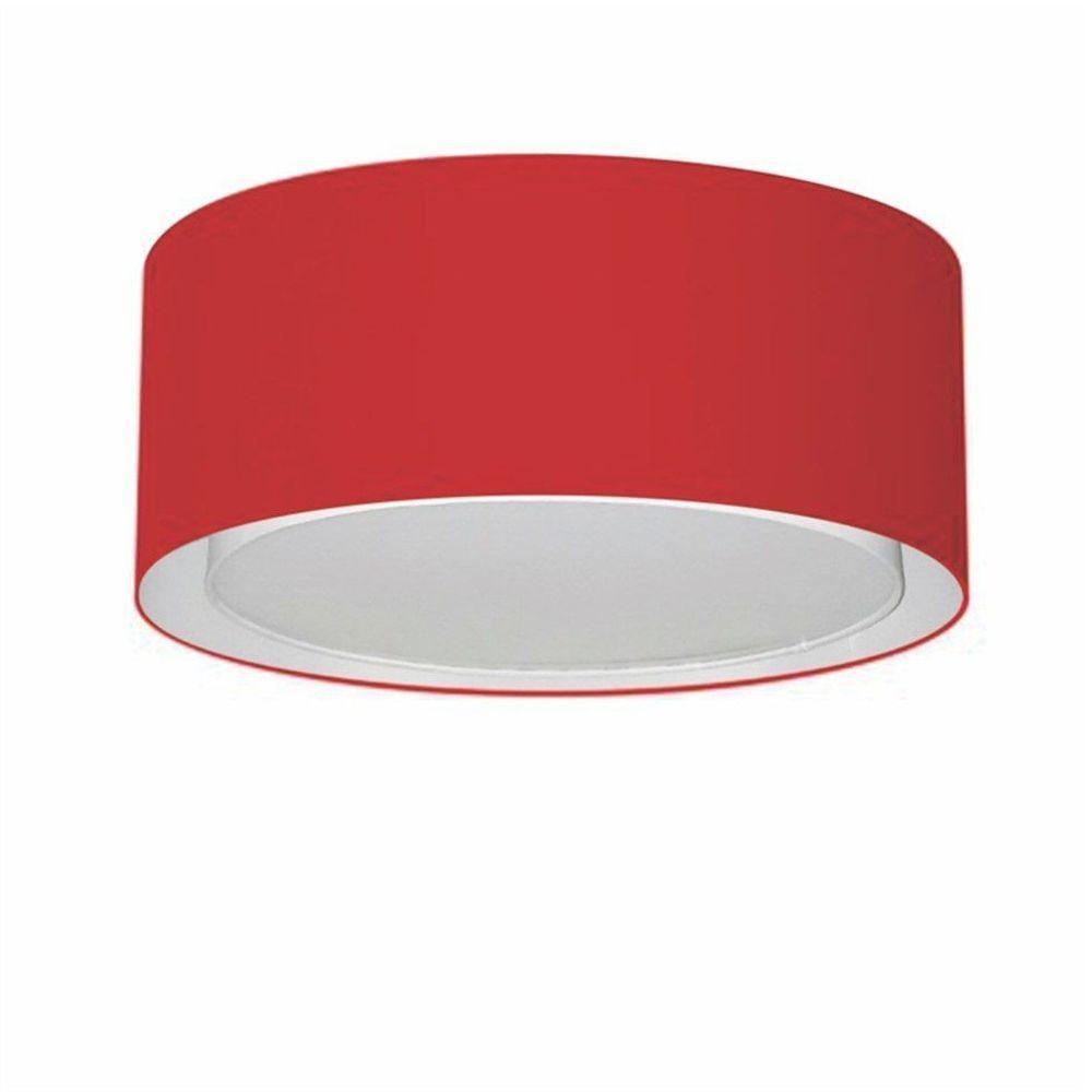 Plafon Cilíndrico Duplo Vivare Md-3036 Cúpula Em Tecido 50x25cm - Bivolt Bordo 127/220v - 2
