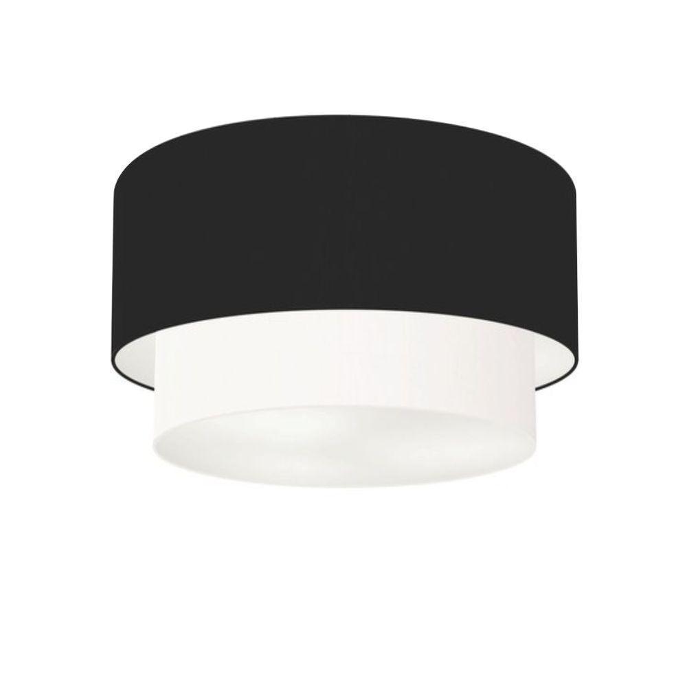 Plafon Duplo Cilíndrico Vivare Md-3045 Cúpula Em Tecido 40x35cm - Bivolt Preto-branco 127/220v - 1