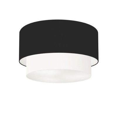 Plafon Duplo Cilíndrico Vivare Md-3045 Cúpula Em Tecido 40x35cm - Bivolt Preto-branco 127/220v