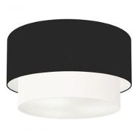 Plafon Duplo Cilíndrico Vivare Md-3045 Cúpula Em Tecido 40x35cm - Bivolt Preto-branco 127/220v - 3