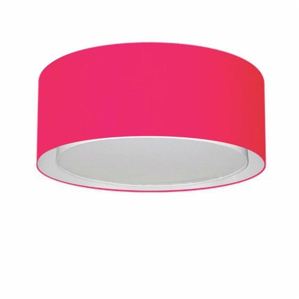 Plafon Cilíndrico Duplo Vivare Md-3036 Cúpula Em Tecido 50x25cm - Bivolt Rosa-pink 127/220v - 1