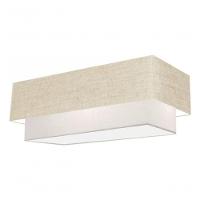Plafon Duplo Retangular Vivare Md-3044 Cúpula Em Tecido 70x30cm X 60x25cm - Bivolt Rustico-bege-branco 127/220v - 3