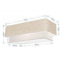 Plafon Duplo Retangular Vivare Md-3044 Cúpula Em Tecido 70x30cm X 60x25cm - Bivolt Rustico-bege-branco 127/220v - 4