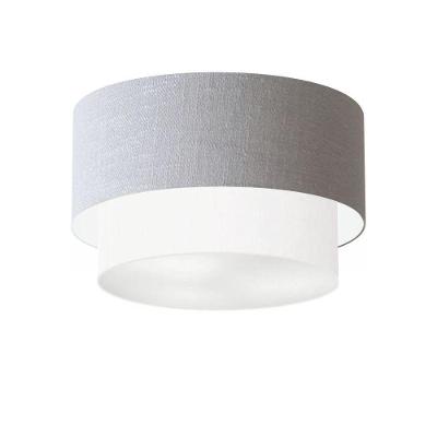 Plafon Duplo Cilíndrico Vivare Md-3045 Cúpula Em Tecido 40x35cm - Bivolt Rustico-cinza-branco 127/220v