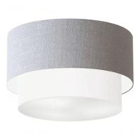 Plafon Duplo Cilíndrico Vivare Md-3045 Cúpula Em Tecido 40x35cm - Bivolt Rustico-cinza-branco 127/220v - 3