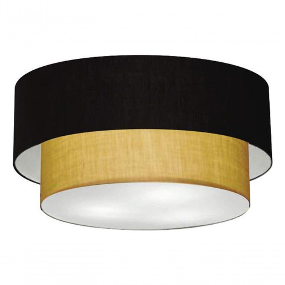 Plafon Duplo Cilíndrico Vivare Md-3017 Cúpula Em Tecido 50x40cm - Bivolt Preto-palha 127/220v - 5
