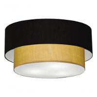 Plafon Duplo Cilíndrico Vivare Md-3017 Cúpula Em Tecido 50x40cm - Bivolt Preto-palha 127/220v - 5