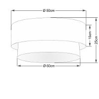 Plafon Duplo Cilíndrico Vivare Md-3021 Cúpula Em Tecido 80x60cm - Bivolt Preto-palha 127/220v - 2