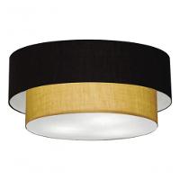 Plafon Duplo Cilíndrico Vivare Md-3021 Cúpula Em Tecido 80x60cm - Bivolt Preto-palha 127/220v - 3