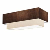 Plafon Duplo Retangular Vivare Md-3044 Cúpula Em Tecido 70x30cm X 60x25cm - Bivolt Café-linho-bege 127/220v - 1