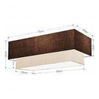 Plafon Duplo Retangular Vivare Md-3044 Cúpula Em Tecido 70x30cm X 60x25cm - Bivolt Café-linho-bege 127/220v - 4