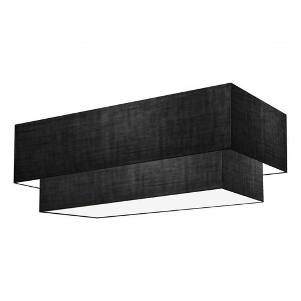Plafon Duplo Retangular Vivare Md-3044 Cúpula Em Tecido 70x30cm X 60x25cm - Bivolt Preto 127/220v - 3