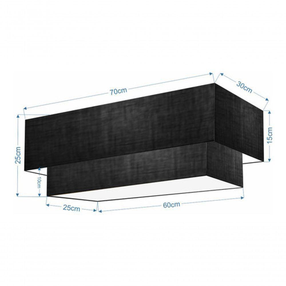 Plafon Duplo Retangular Vivare Md-3044 Cúpula Em Tecido 70x30cm X 60x25cm - Bivolt Preto 127/220v - 4