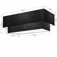 Plafon Duplo Retangular Vivare Md-3044 Cúpula Em Tecido 70x30cm X 60x25cm - Bivolt Preto 127/220v - 2