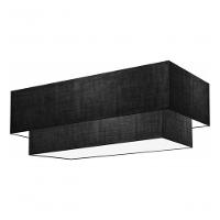 Plafon Duplo Retangular Vivare Md-3044 Cúpula Em Tecido 70x30cm X 60x25cm - Bivolt Preto 127/220v - 3