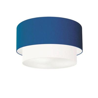 Plafon Duplo Cilíndrico Vivare Md-3045 Cúpula Tecido 40x35cm - Bivolt Azul-marinho-branco 127/220v