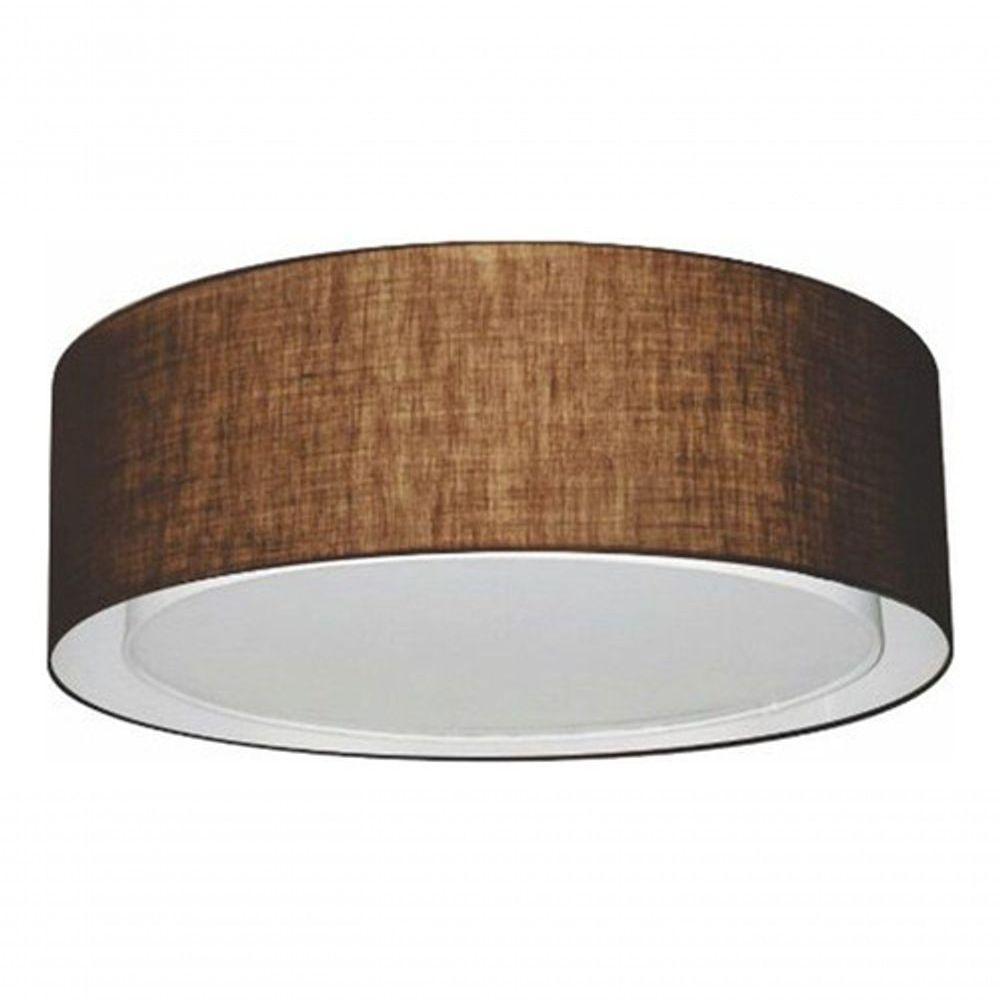 Plafon Cilíndrico Duplo Vivare Md-3038 Cúpula Em Tecido 80x30cm - Bivolt Café 127/220v - 3