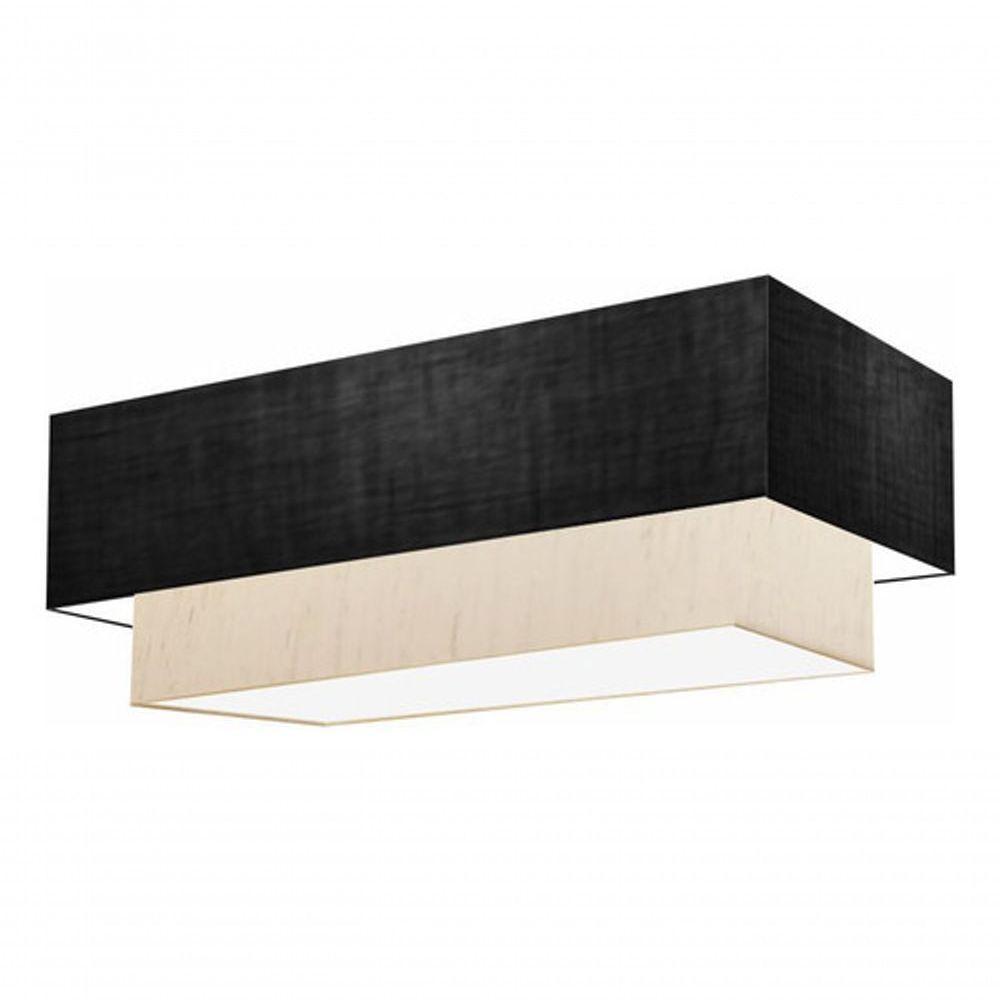 Plafon Duplo Retangular Vivare Md-3044 Cúpula Em Tecido 70x30cm X 60x25cm - Bivolt Preto-linho-bege 127/220v - 3