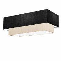 Plafon Duplo Retangular Vivare Md-3044 Cúpula Em Tecido 70x30cm X 60x25cm - Bivolt Preto-linho-bege 127/220v - 1
