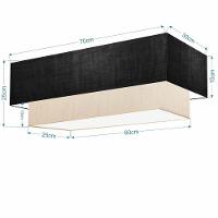 Plafon Duplo Retangular Vivare Md-3044 Cúpula Em Tecido 70x30cm X 60x25cm - Bivolt Preto-linho-bege 127/220v - 2