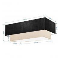 Plafon Duplo Retangular Vivare Md-3044 Cúpula Em Tecido 70x30cm X 60x25cm - Bivolt Preto-linho-bege 127/220v - 4