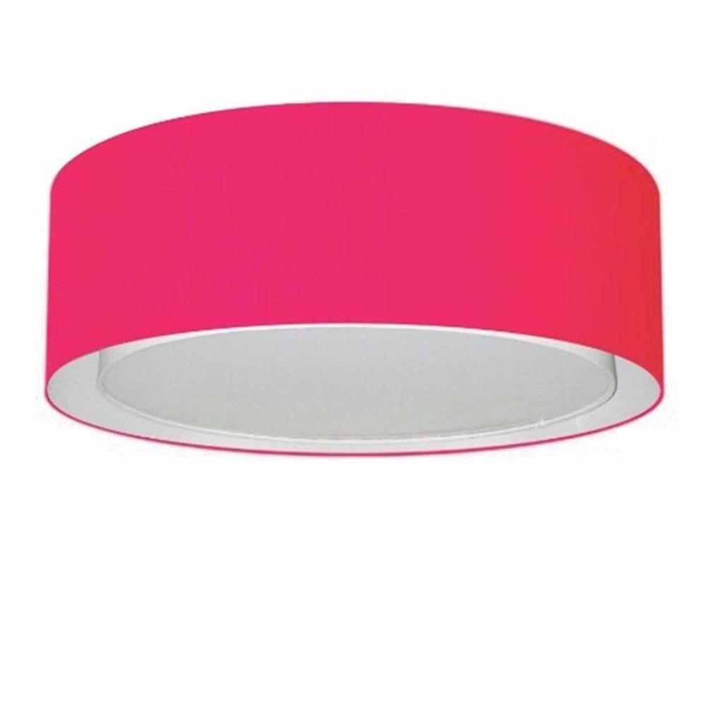 Plafon Cilíndrico Duplo Vivare Md-3038 Cúpula Em Tecido 80x30cm - Bivolt Rosa-pink 127/220v - 1