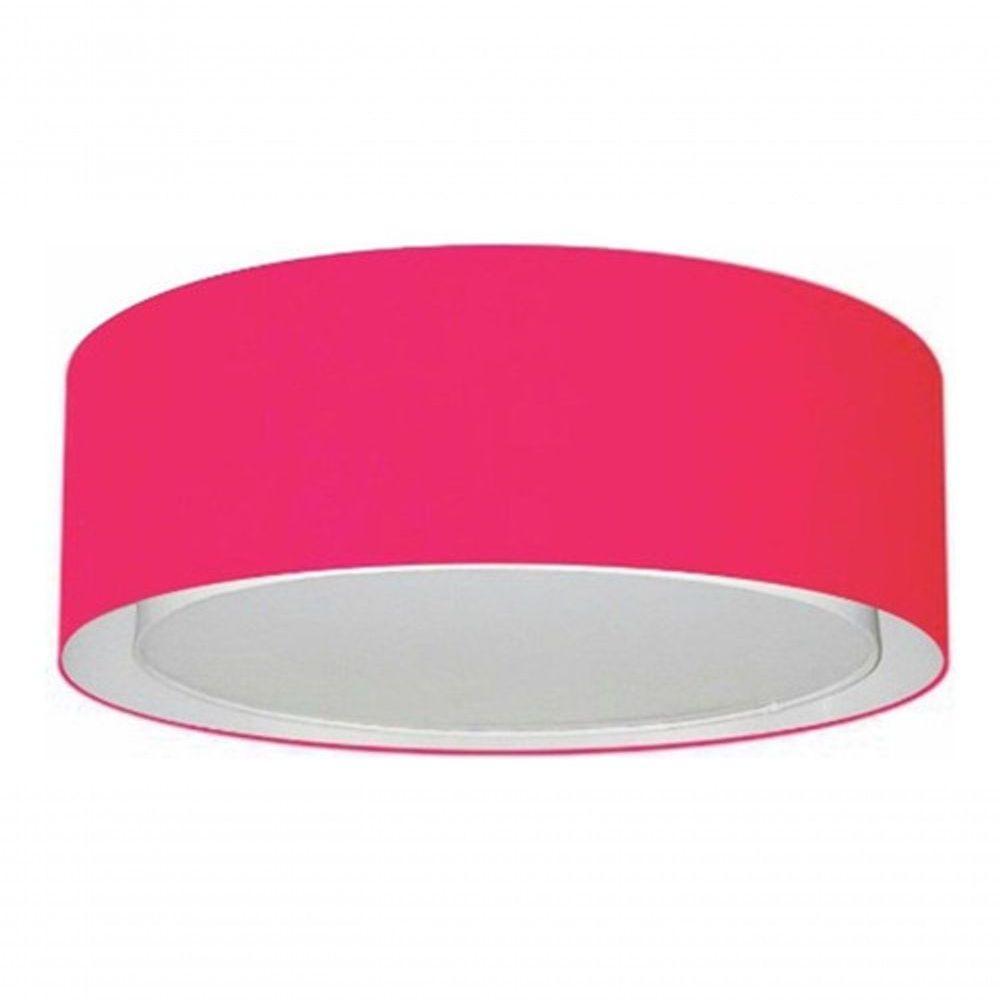 Plafon Cilíndrico Duplo Vivare Md-3038 Cúpula Em Tecido 80x30cm - Bivolt Rosa-pink 127/220v - 3