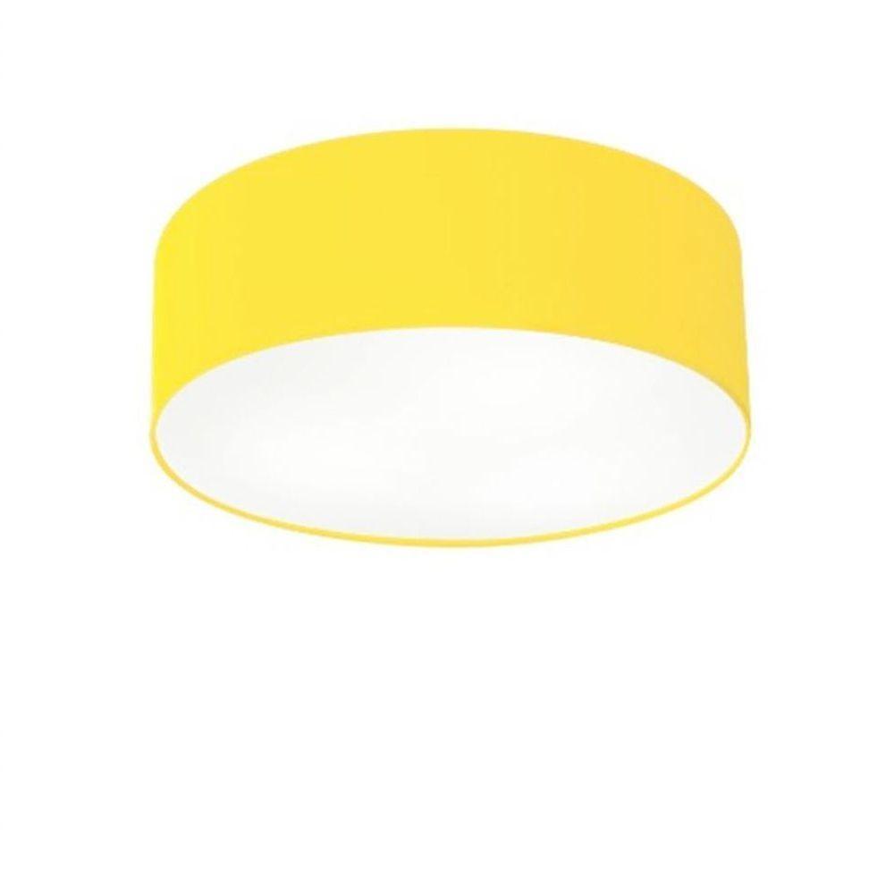 Plafon Cilíndrico Vivare Md-3046 Cúpula Em Tecido 35x12cm - Bivolt Amarelo 127/220v - 1