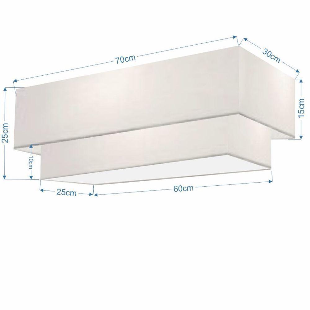 Plafon Duplo Retangular Vivare Md-3044 Cúpula Em Tecido 70x30cm X 60x25cm - Bivolt Branco-branco 127/220v - 2