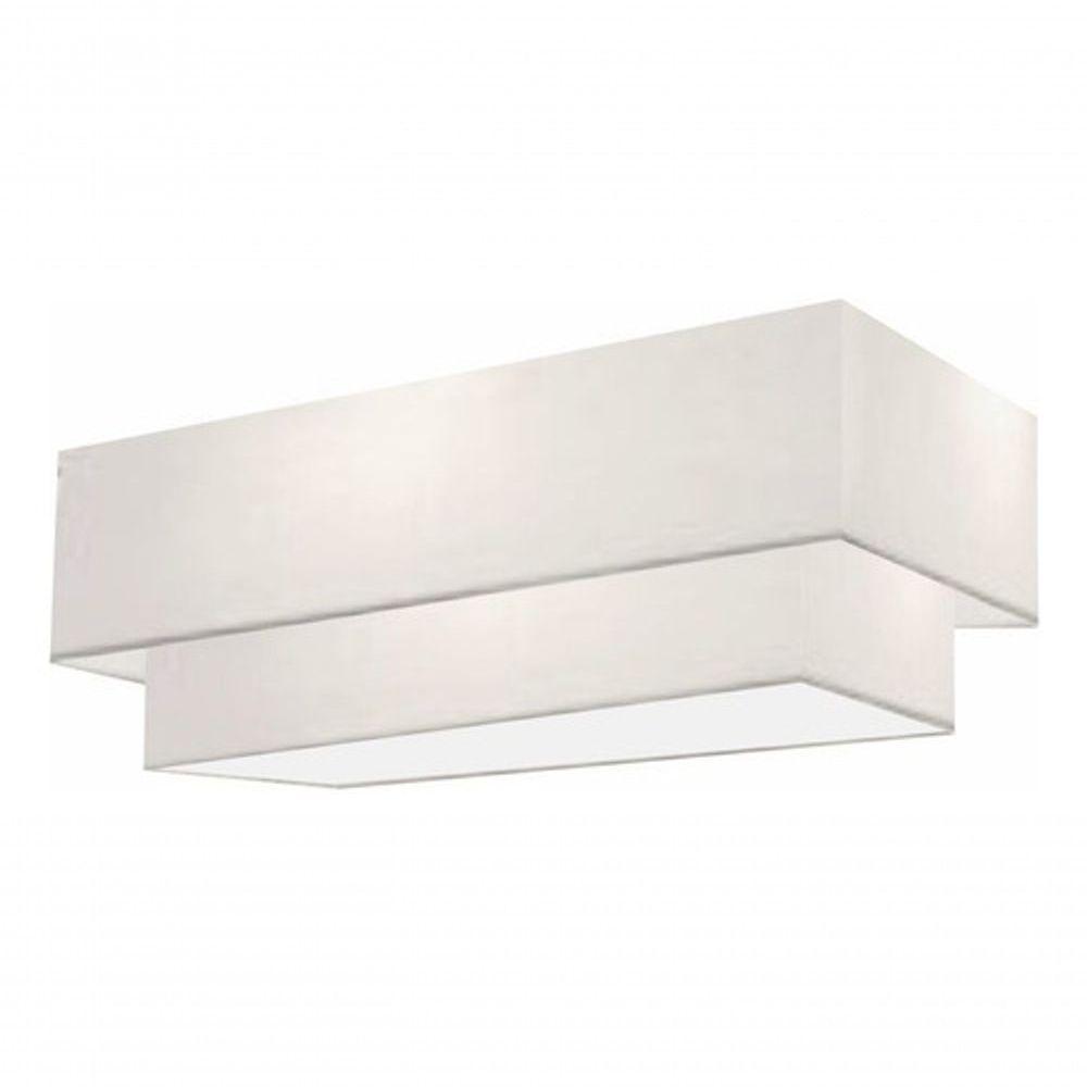 Plafon Duplo Retangular Vivare Md-3044 Cúpula Em Tecido 70x30cm X 60x25cm - Bivolt Branco-branco 127/220v - 3