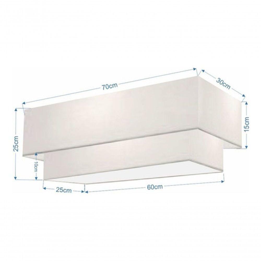 Plafon Duplo Retangular Vivare Md-3044 Cúpula Em Tecido 70x30cm X 60x25cm - Bivolt Branco-branco 127/220v - 4