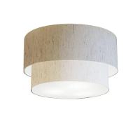 Plafon Duplo Cilíndrico Vivare Md-3045 Cúpula Em Tecido 40x35cm - Bivolt Linho Bege 127/220v - 1