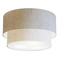 Plafon Duplo Cilíndrico Vivare Md-3045 Cúpula Em Tecido 40x35cm - Bivolt Linho Bege 127/220v - 3
