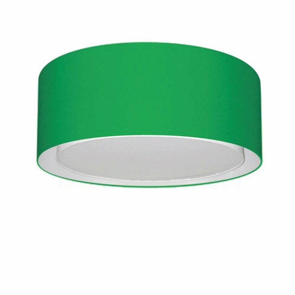 Plafon Cilíndrico Duplo Vivare Md-3036 Cúpula Em Tecido 50x25cm - Bivolt Verde-folha 127/220v - 1
