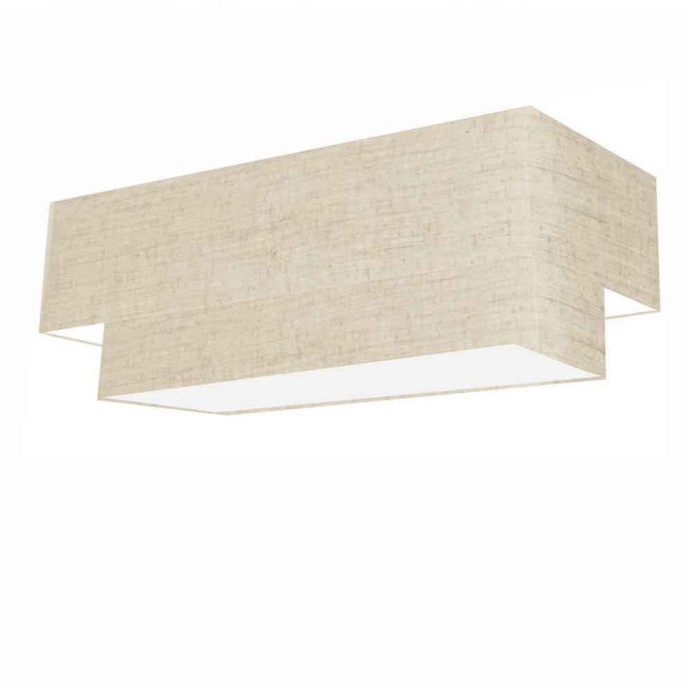 Plafon Duplo Retangular Vivare Md-3044 Cúpula Em Tecido 70x30cm X 60x25cm - Bivolt Rustico-bege 127/220v - 1
