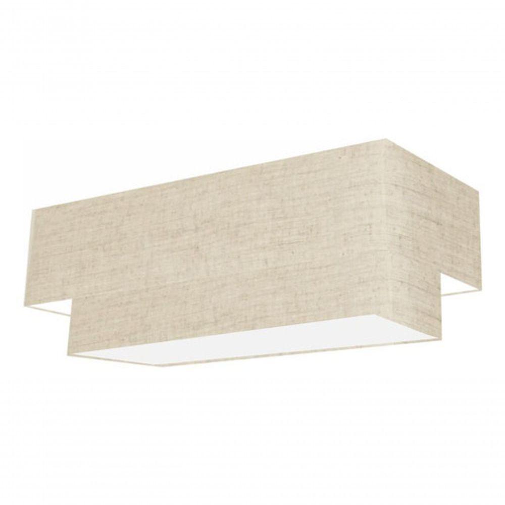Plafon Duplo Retangular Vivare Md-3044 Cúpula Em Tecido 70x30cm X 60x25cm - Bivolt Rustico-bege 127/220v - 3